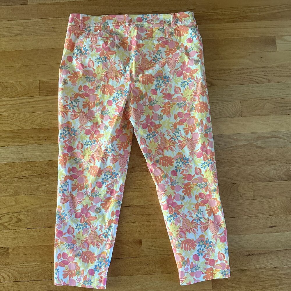 Talbot's Perfect Crop Pants Fruit & Flowers Size 12 - Picture 2 of 16